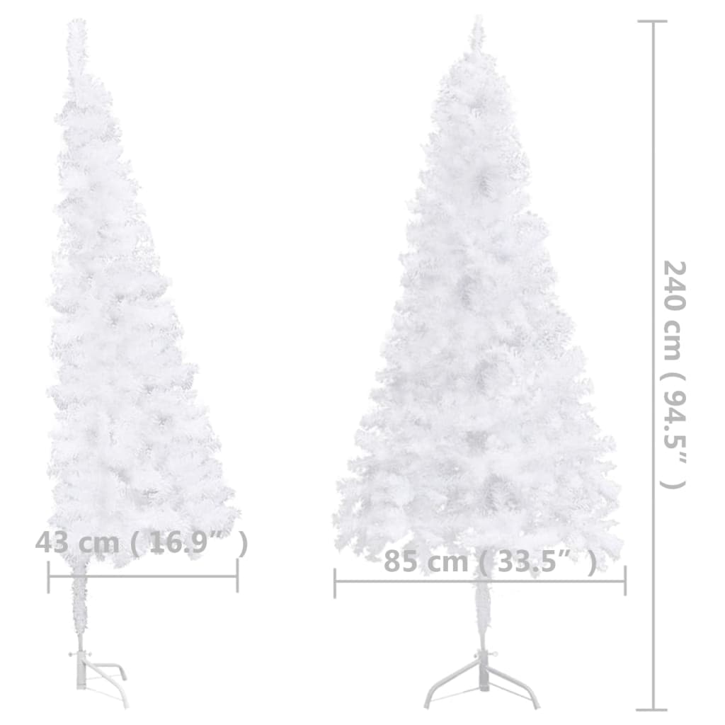 vidaXL kunstigt juletræ med lys 240 cm til hjørne PVC hvid