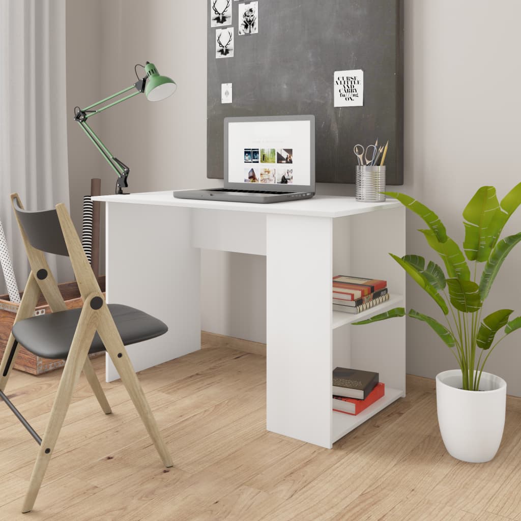 vidaXL skrivebord 110x60x73 cm konstrueret træ hvid