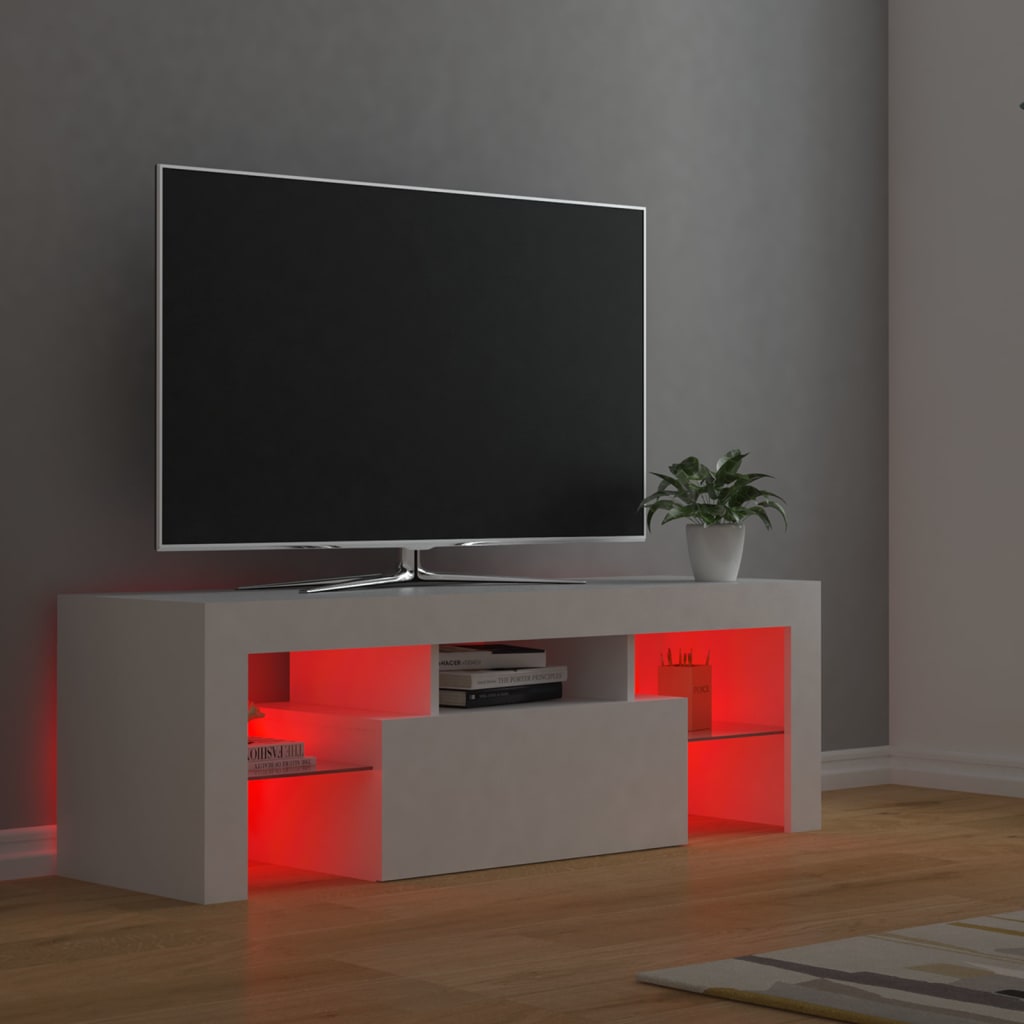 vidaXL tv-skab med LED-lys 120x35x40 cm hvid