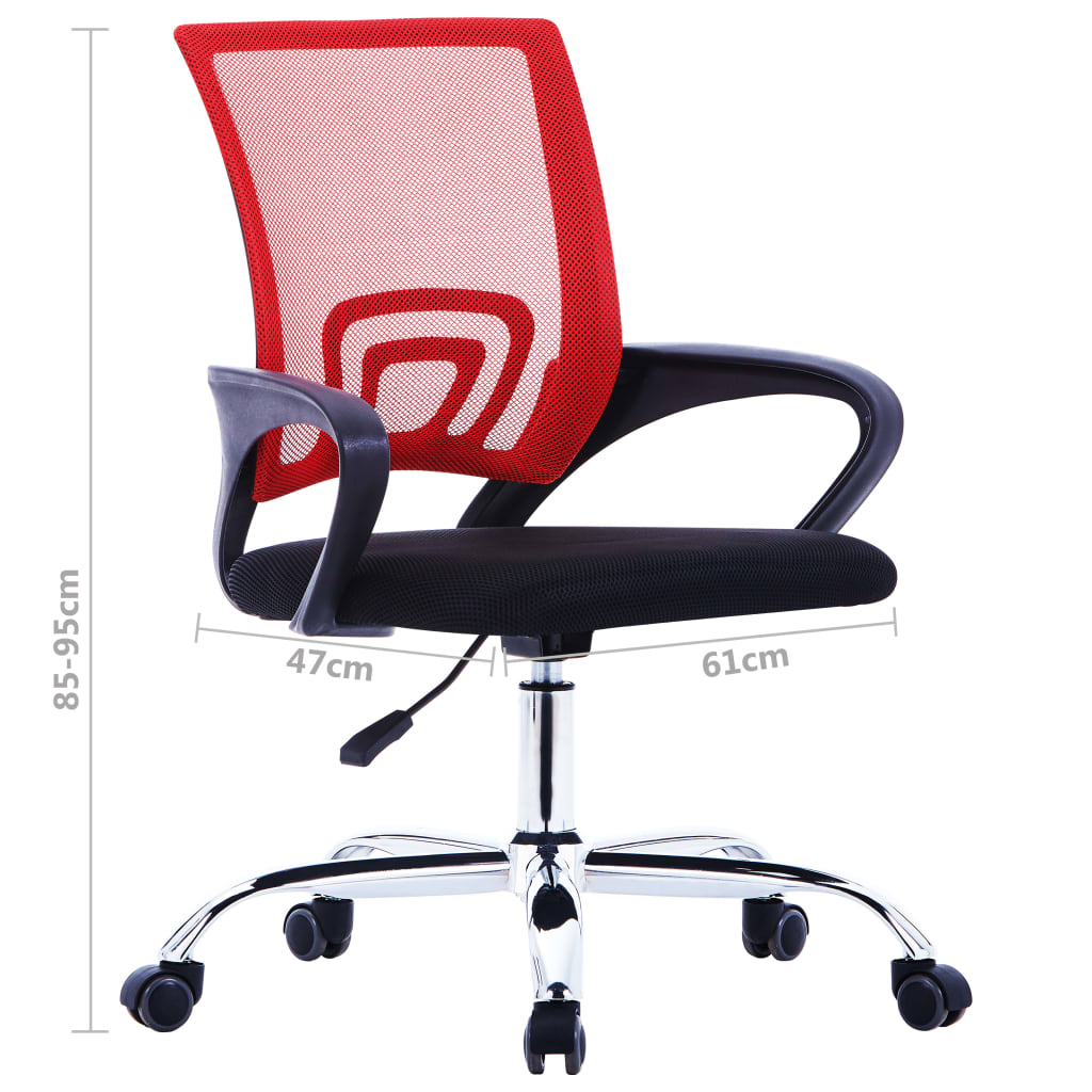 vidaXL kontorstol med ryglæn i netstof stof rød