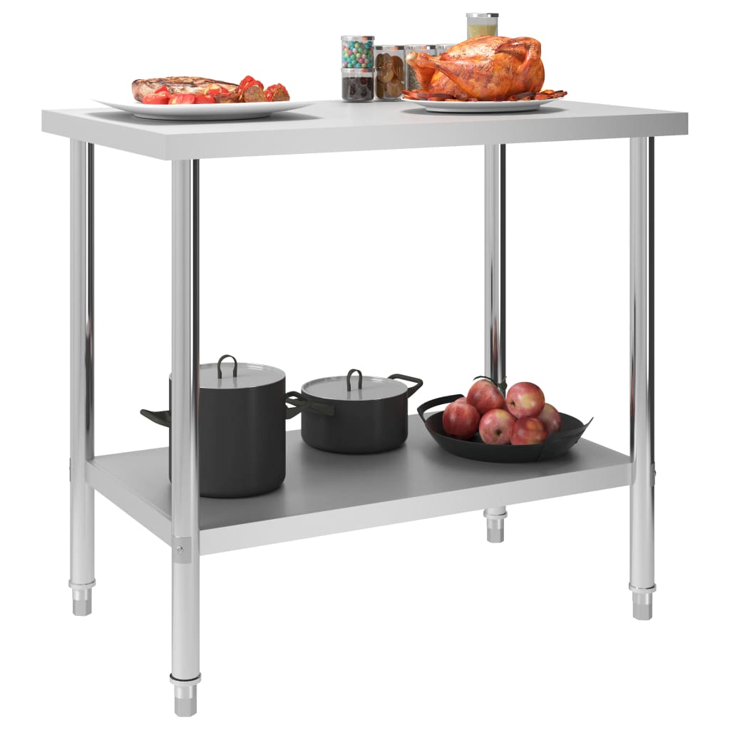 vidaXL arbejdsbord til køkken 100x60x85 cm rustfrit stål
