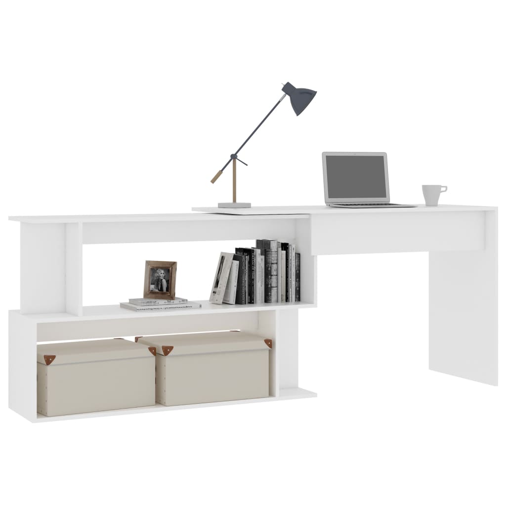 vidaXL skrivebord til hjørne 200x50x76 cm konstrueret træ hvid