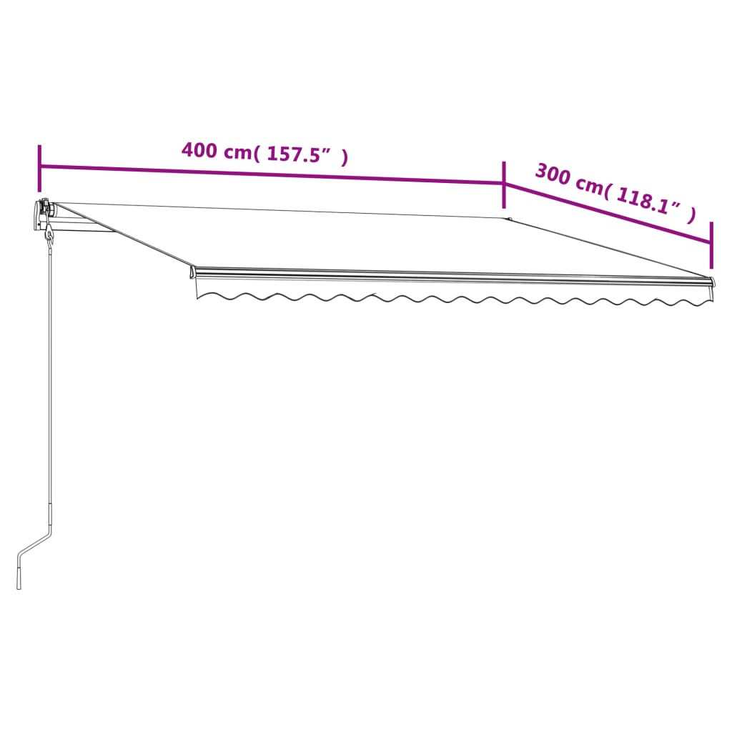 vidaXL foldemarkise automatisk betjening 400 x 300 cm antracitgrå
