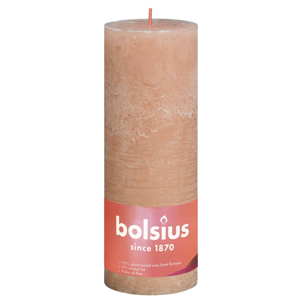 Bolsius rustikt søjlestearinlys Shine 4 stk. 190x68 mm støvet lyserød