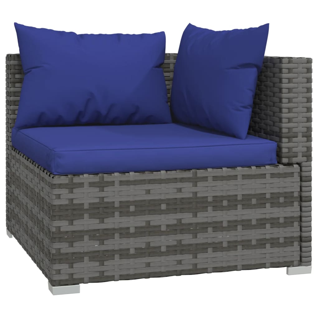 vidaXL 3-personers sofa med hynder polyrattan grå