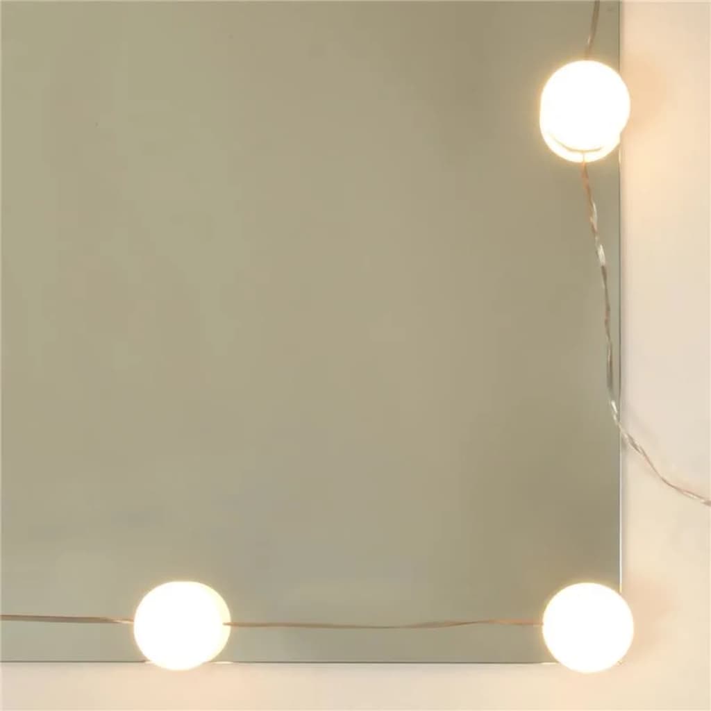 vidaXL makeupbordssæt med LED-lys konstrueret træ hvid