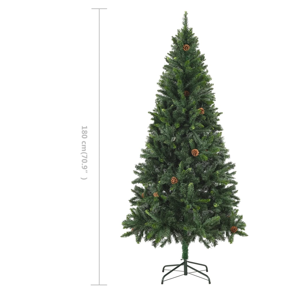 vidaXL kunstigt juletræ med grankogler 180 cm grøn
