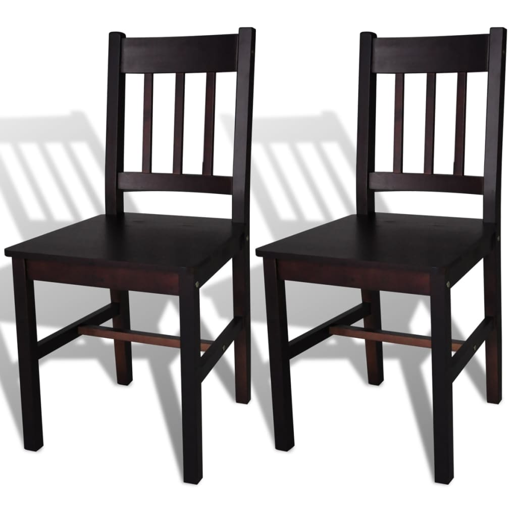 vidaXL spisebordsstole 2 stk. fyrretræ mørkebrun