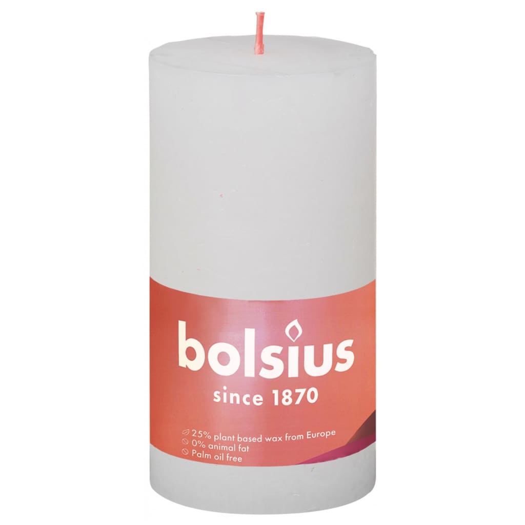 Bolsius rustikke søjlestearinlys Shine 4 stk. 130x68 mm råhvid
