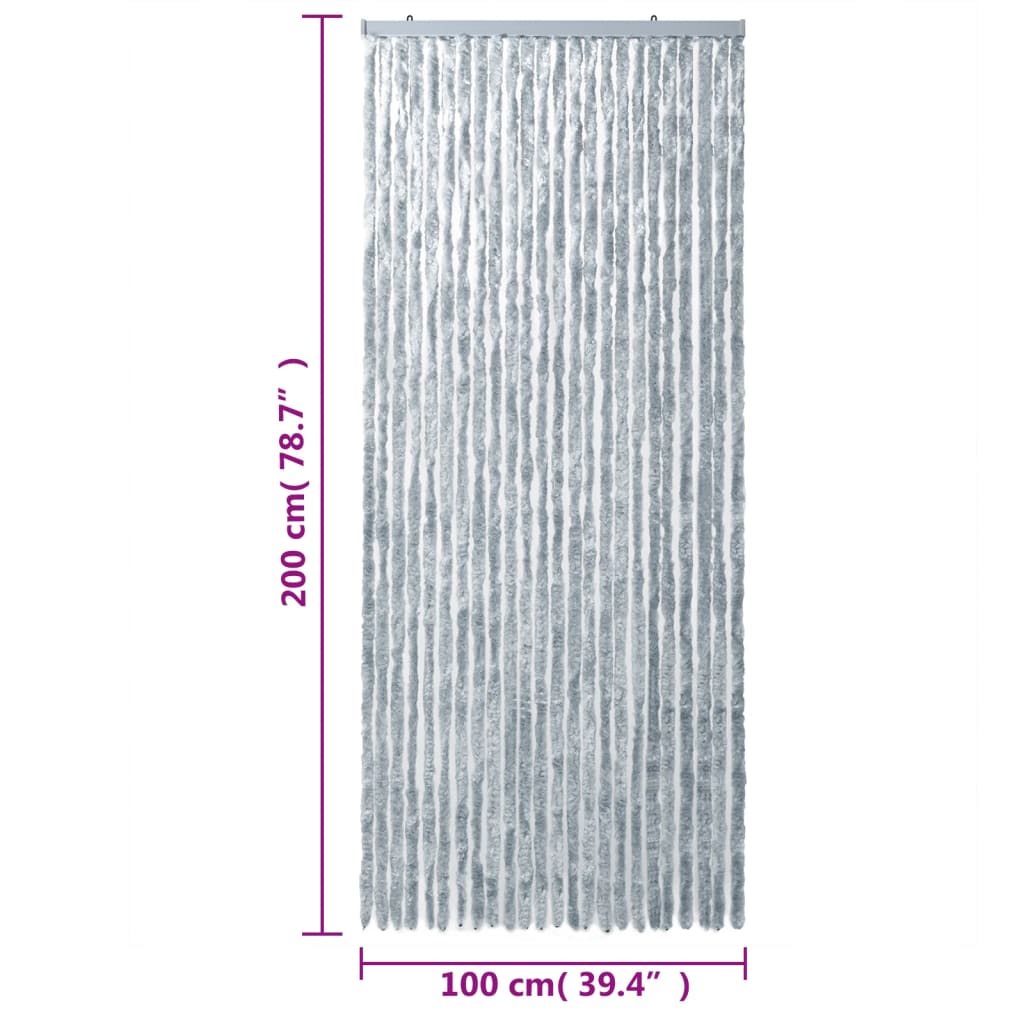 vidaXL flueforhæng 100x200 cm chenille grå og hvid
