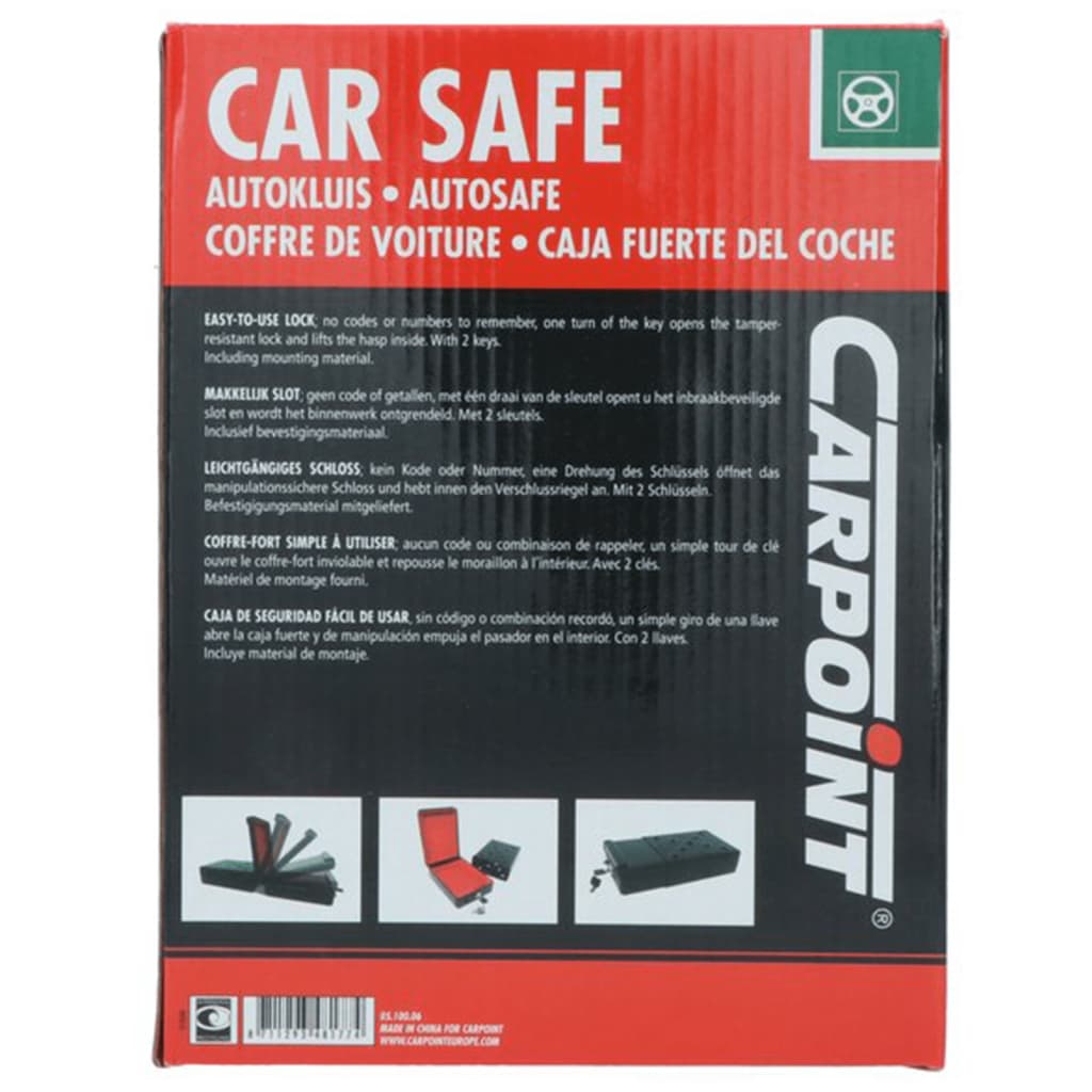 Carpoint sikkerhedsboks til bil 22,5x16x7,5 cm stål sort