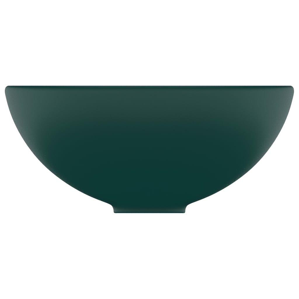 vidaXL luksuriøs håndvask 32,5x14 cm rund keramisk mat mørkegrøn