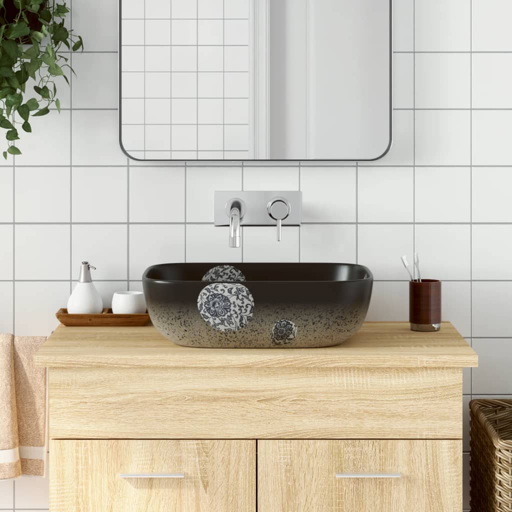 vidaXL håndvask til bord 48x37,5x13,5 cm rektangulær keramik flerfarve