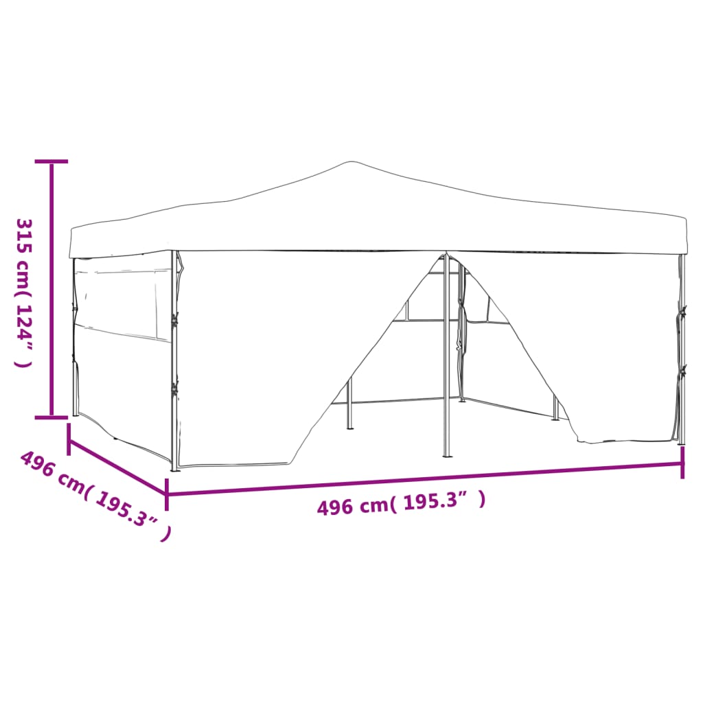vidaXL foldbar pavillon med 4 sidevægge 5x5 m antracitgrå