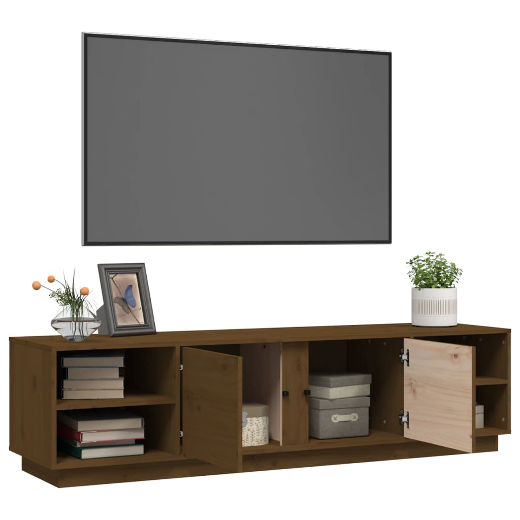 vidaXL tv-bord 156x40x40 cm massivt fyrretræ gyldenbrun