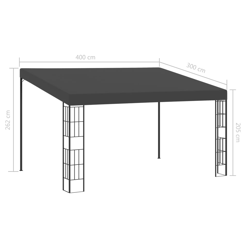 vidaXL vægmonteret pavillon 3x4 m stof antracitgrå