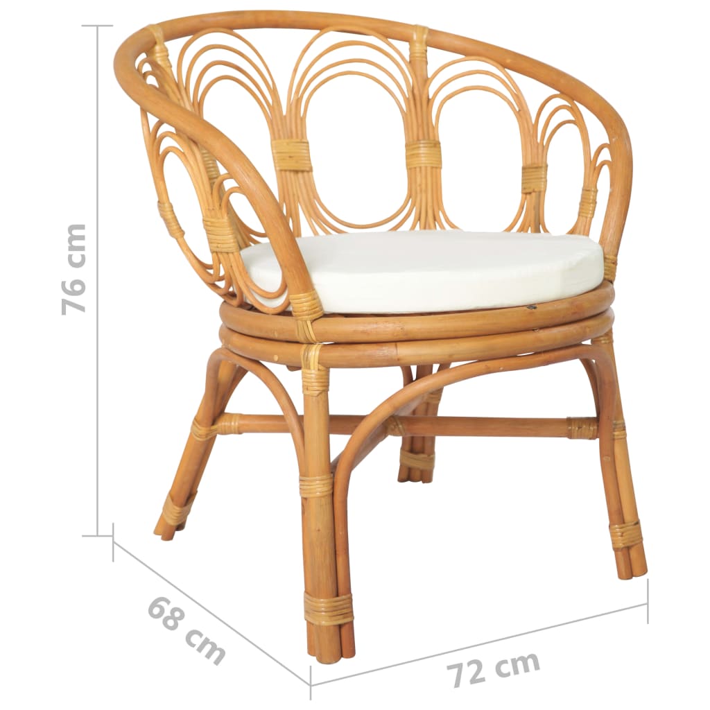 vidaXL spisebordsstol med hynde naturlig rattan og linned lysebrun