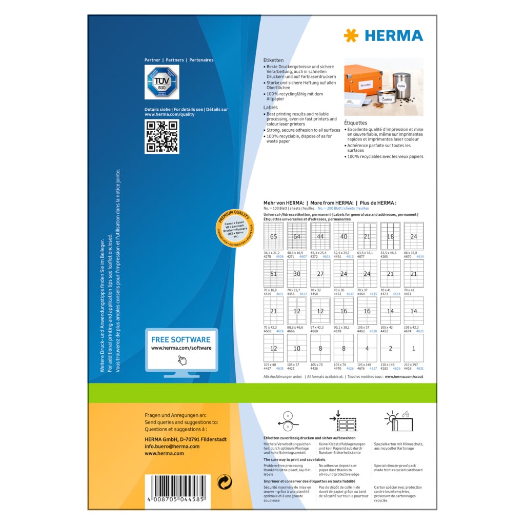 HERMA permanente etiketter PREMIUM A4 200x297 mm 100 ark