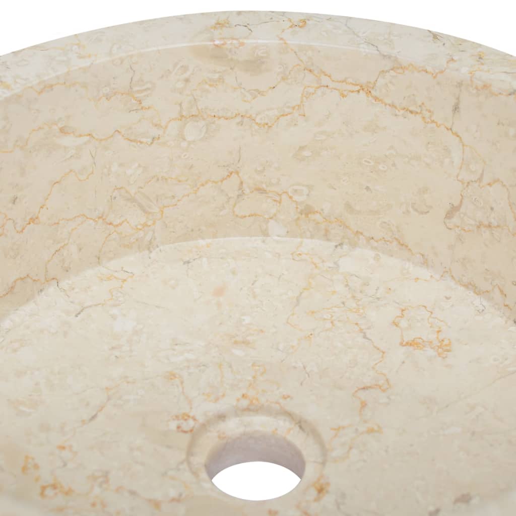 vidaXL håndvask Ø40x15 cm marmor cremefarvet