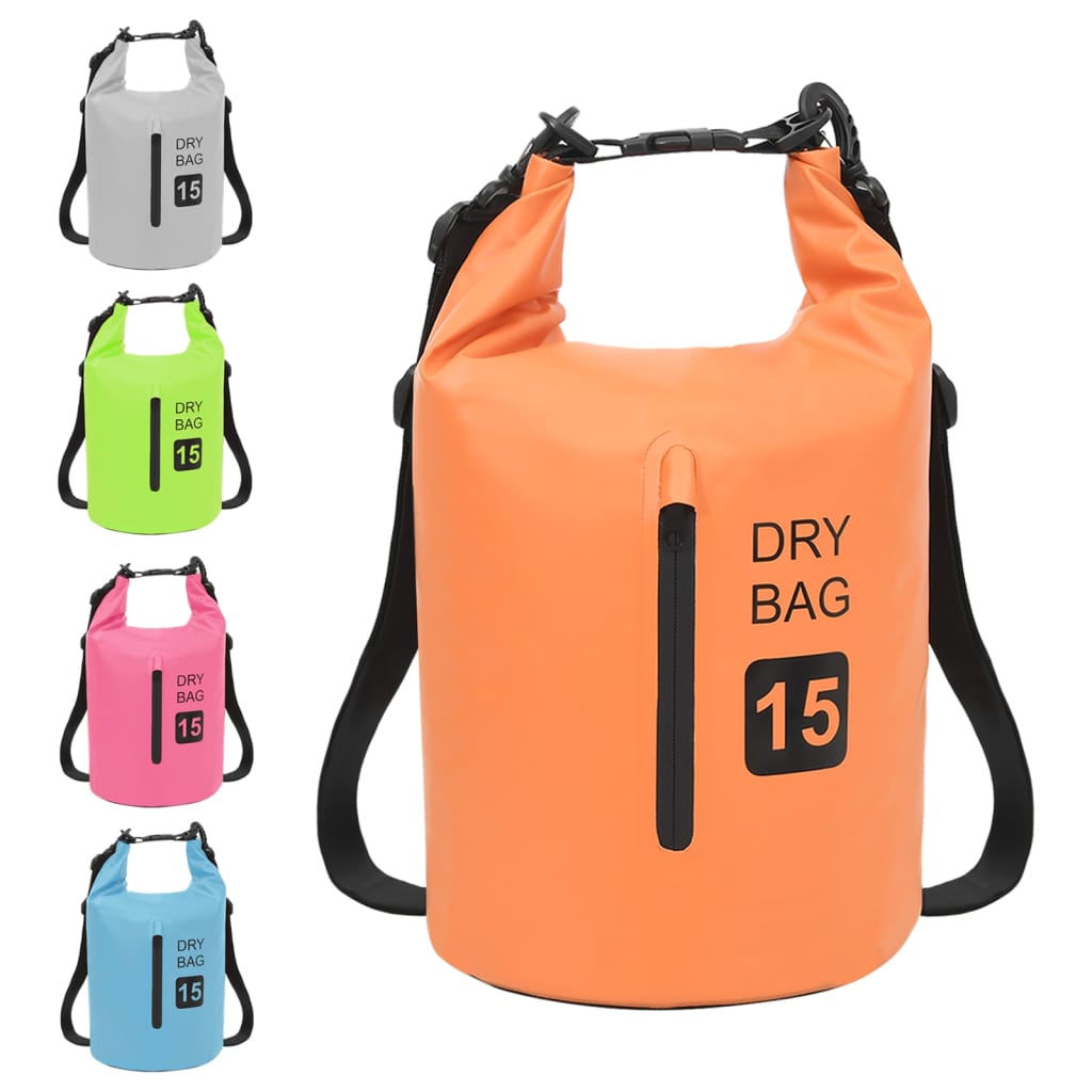 vidaXL vandtæt tørpose med lynlås 15 l PVC orange