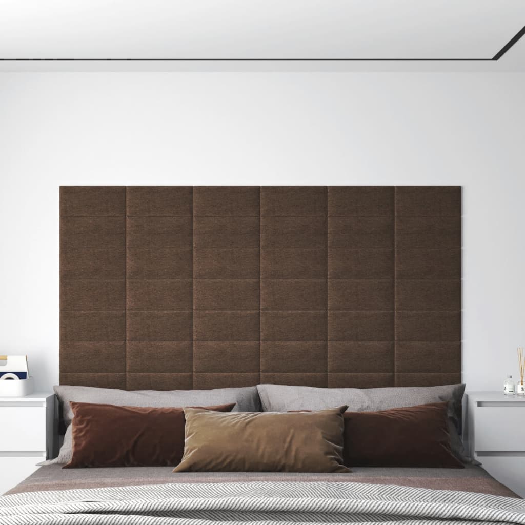 vidaXL vægpaneler 12 stk. 30x15 cm 0,54 m² stof brun