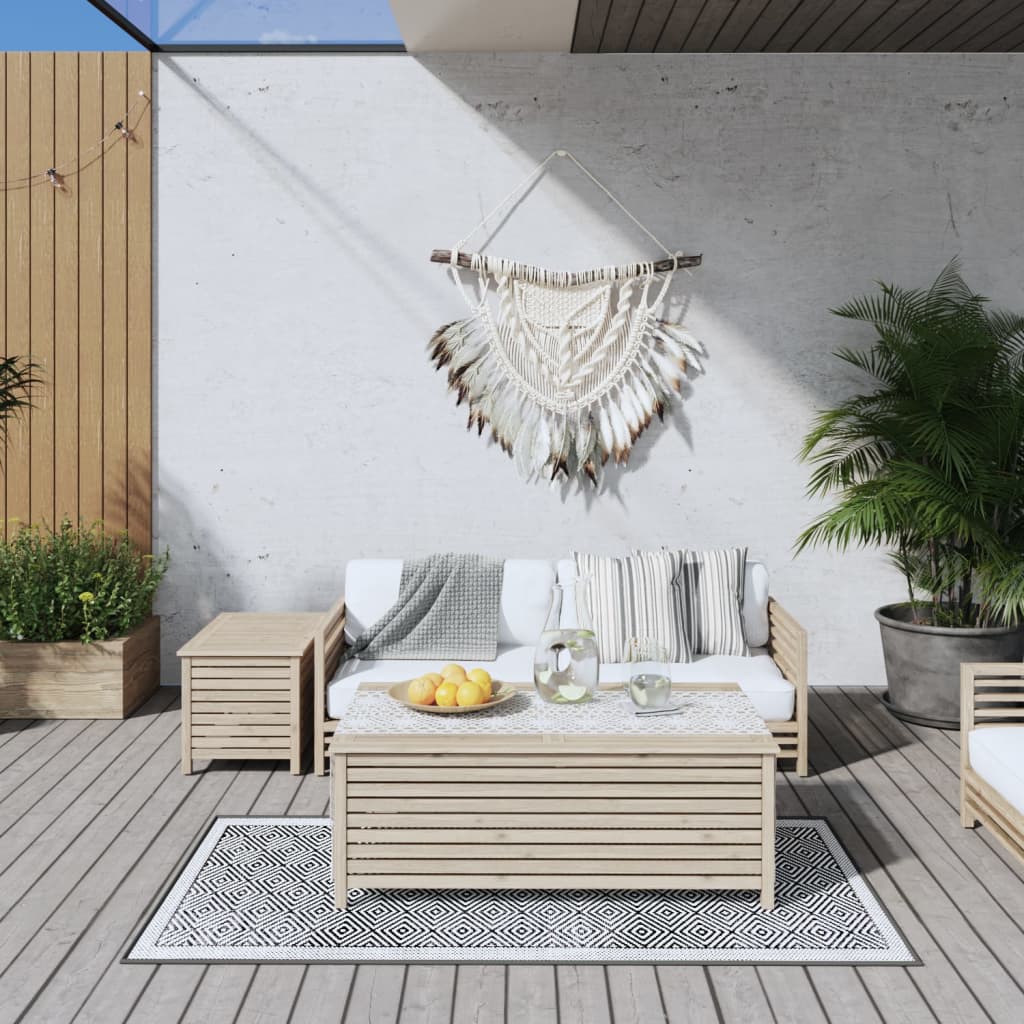 vidaXL udendørs gulvtæppe 80x150 cm vendbart design grå og hvid