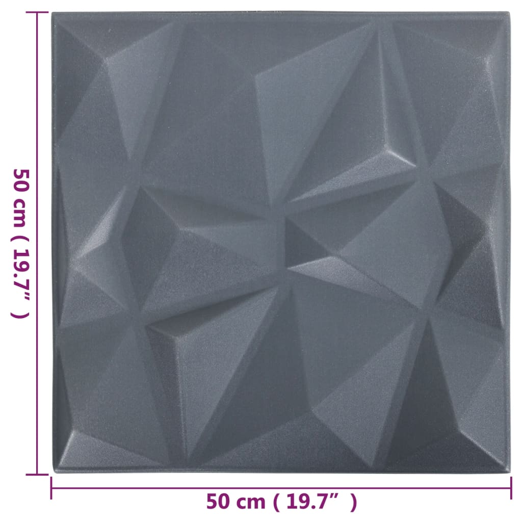 vidaXL 3D-vægpaneler 48 stk. 50x50 cm 12 m² diamant grå