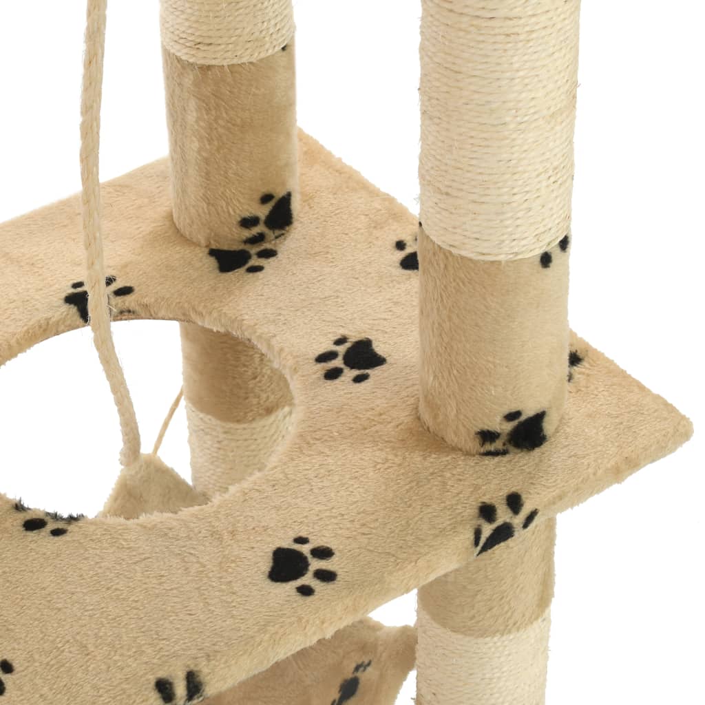 vidaXL kradsetræ til katte med sisal-kradsestolper 140 cm beige poteprint
