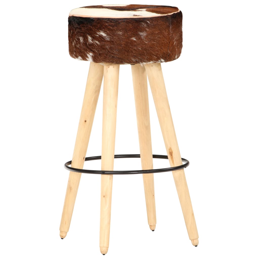 vidaXL barstole 2 stk. ru mangotræ og ægte skind brun