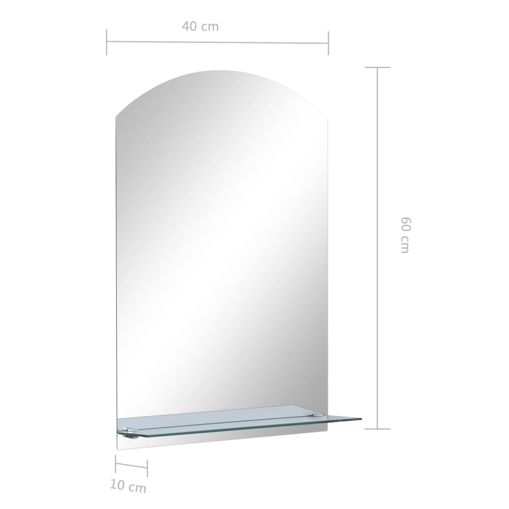 vidaXL vægspejl med hylde 40x60 cm hærdet glas