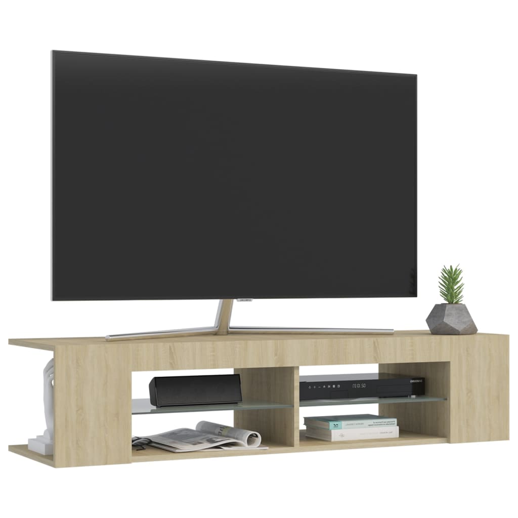 vidaXL tv-bord med LED-lys 135x39x30 cm sonoma-eg