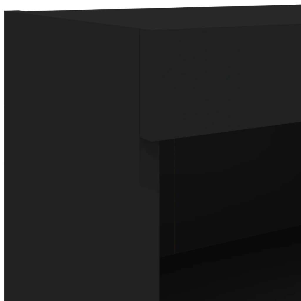 vidaXL væghængt tv-møbel 8 dele med LED-lys sort