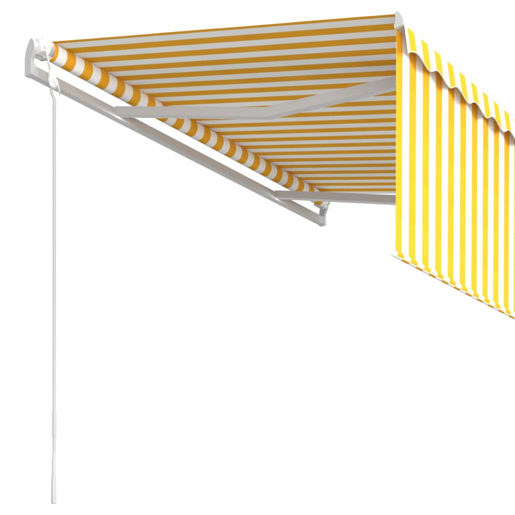vidaXL markise m. gardin 3x2,5 m automatisk betjening gul og hvid