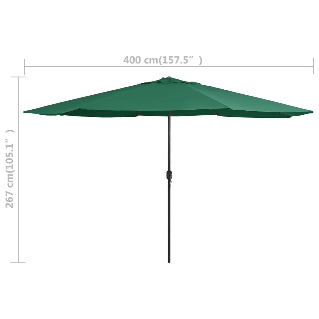 vidaXL udendørs parasol med metalstang 400 cm grøn