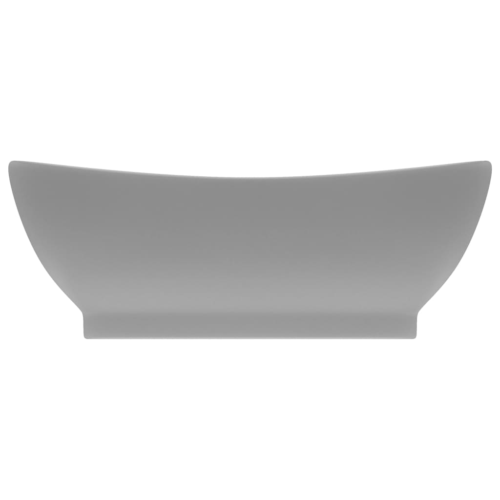 vidaXL luksuriøs håndvask overløb 58,5x39 cm keramik oval mat lysegrå