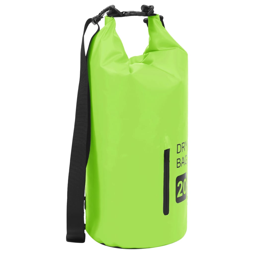 vidaXL vandtæt tørpose med lynlås 20 l PVC grøn
