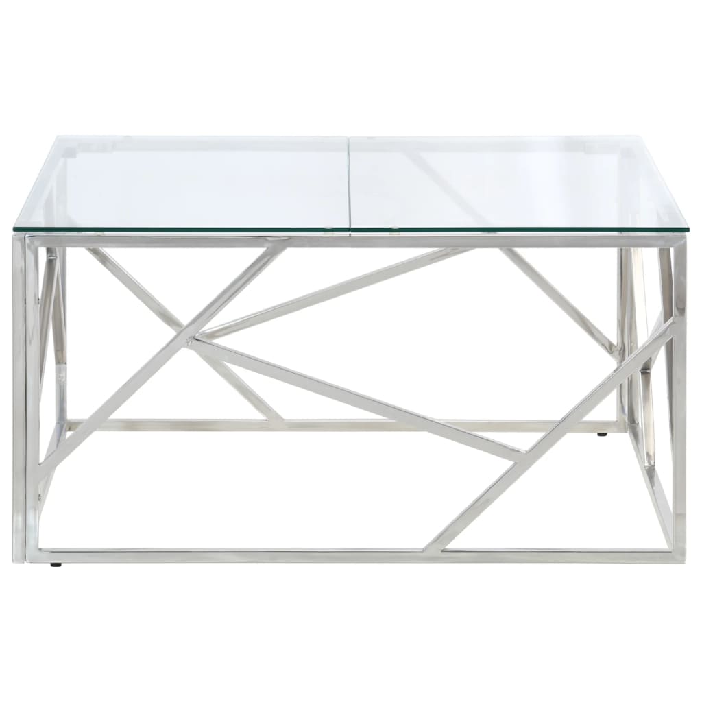 vidaXL sofabord rustfrit stål og hærdet glas sølvfarvet