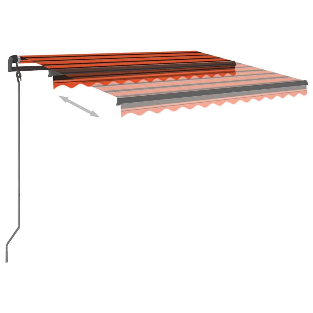 vidaXL markise m. LED-lys 3x2,5 m manuel betjening orange og brun