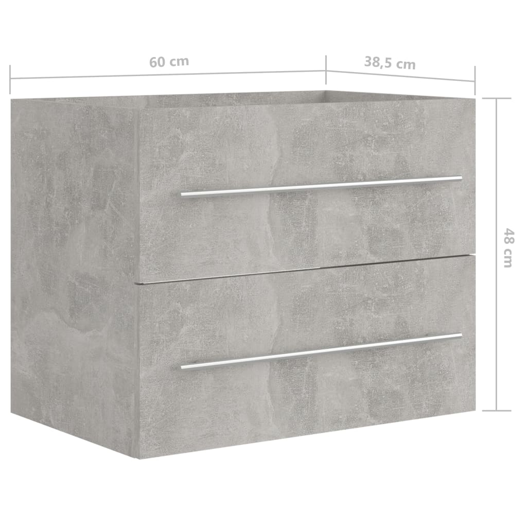 vidaXL vaskeskab 60x38,5x48 cm spånplade betongrå