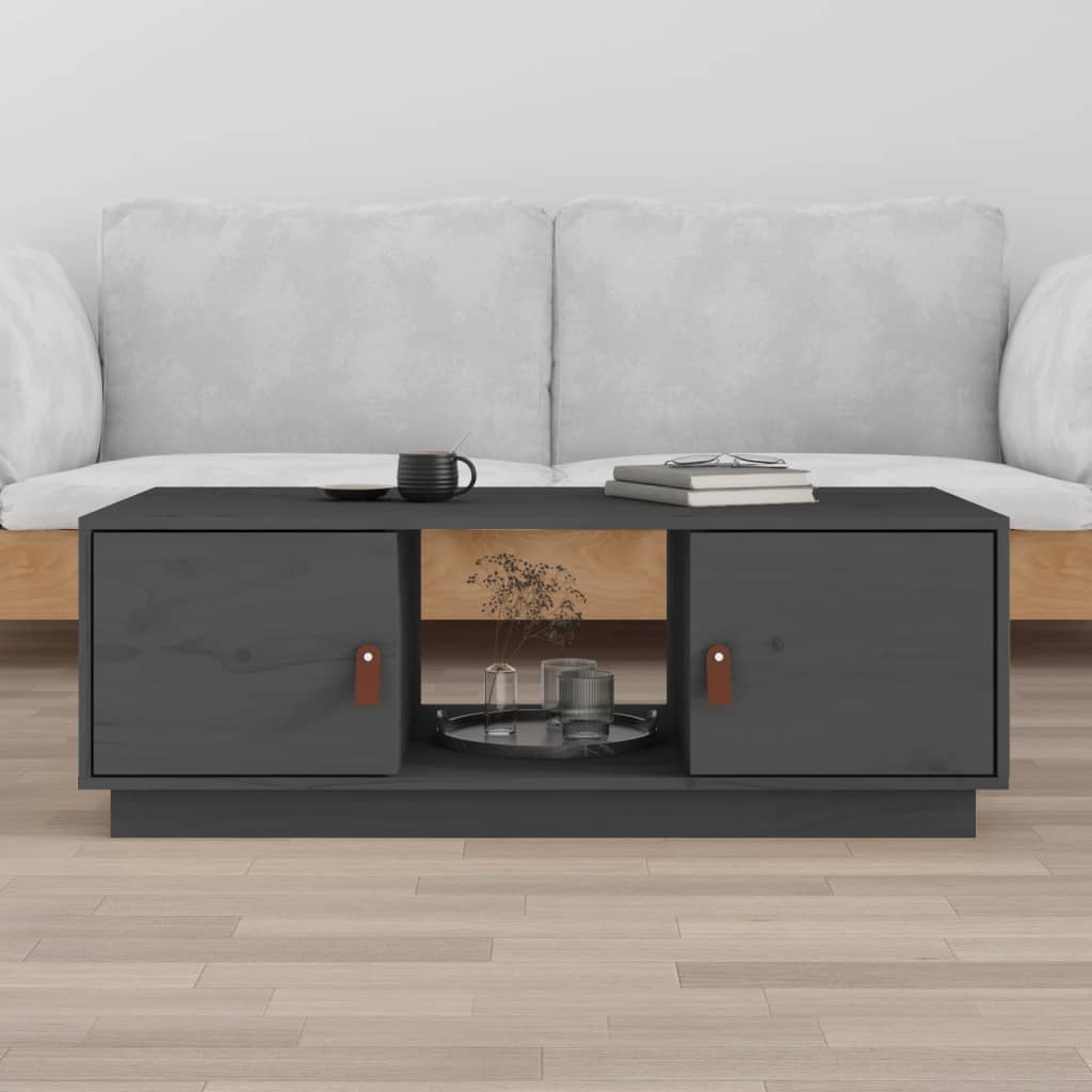 vidaXL sofabord 100x50x35 cm massivt fyrretræ grå