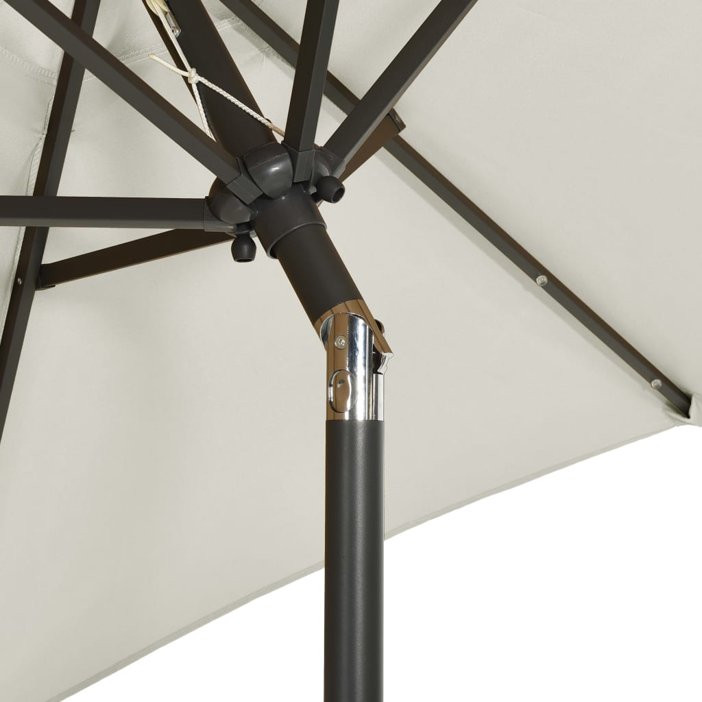 vidaXL parasol med LED-lys 200x211 cm aluminium sandfarvet