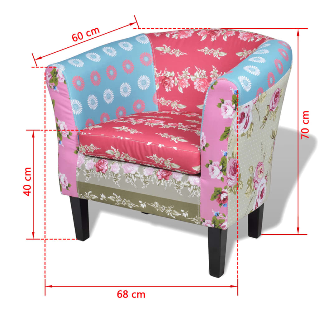 vidaXL lænestol med fodskammel patchwork-design