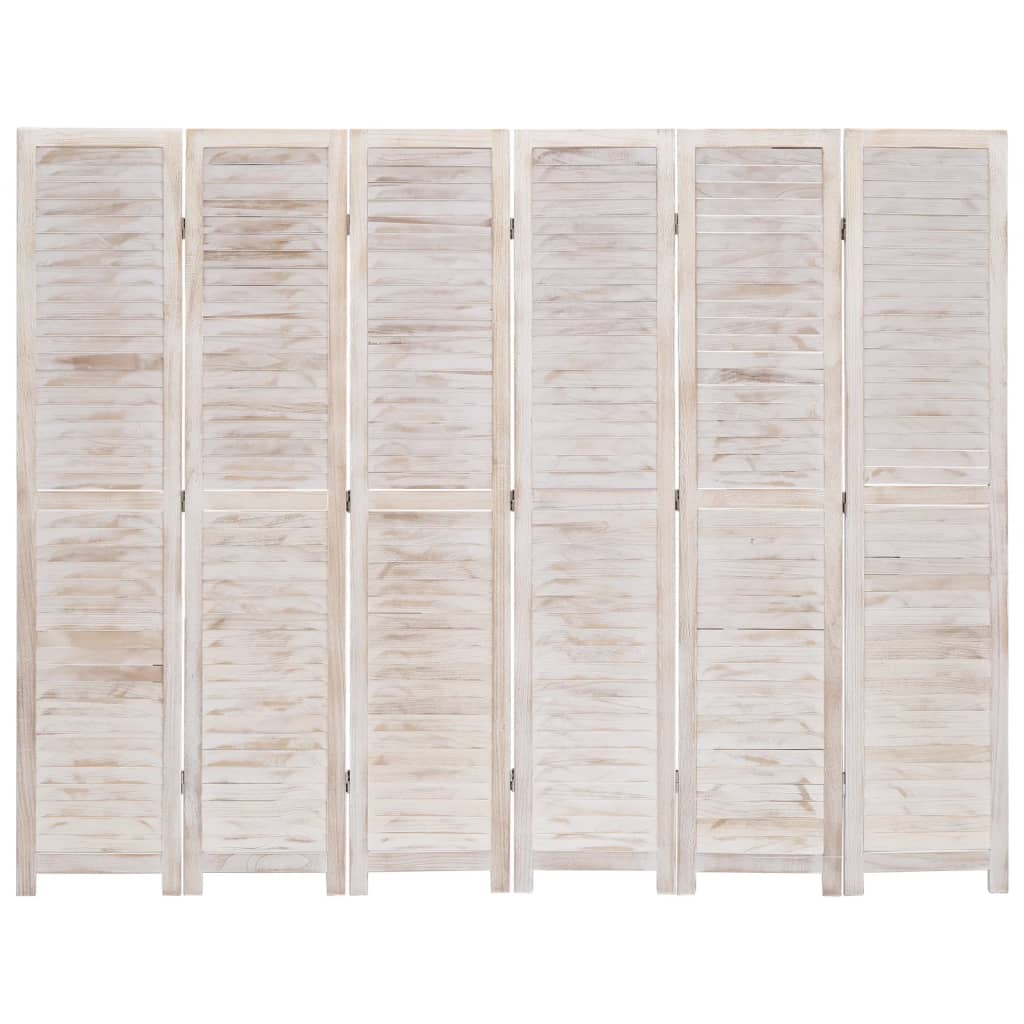 vidaXL 6-panels rumdeler 210 x 165 cm træ hvid