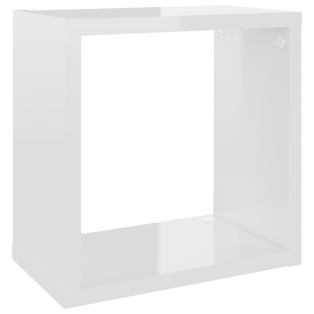 vidaXL væghylder 2 stk. 26x15x26 cm kubeformet hvid højglans