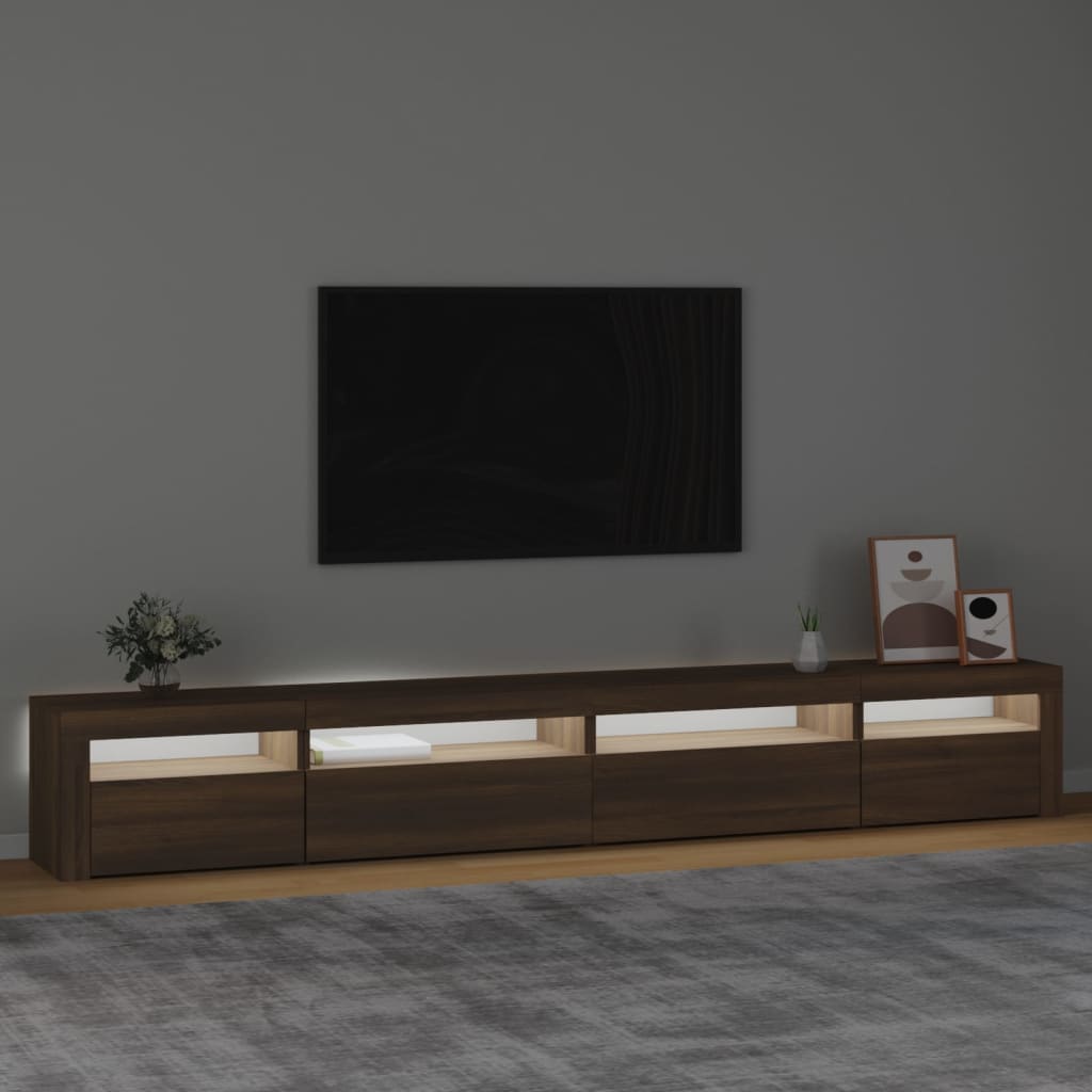 vidaXL tv-skab med LED-lys 270x35x40 cm brun egetræ