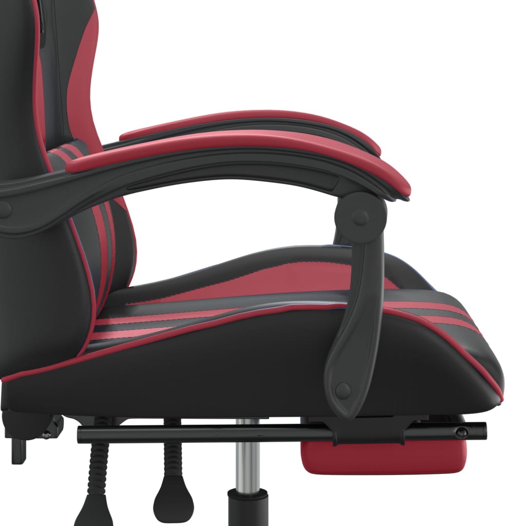 vidaXL gamingstol med fodstøtte kunstlæder sort og vinrød