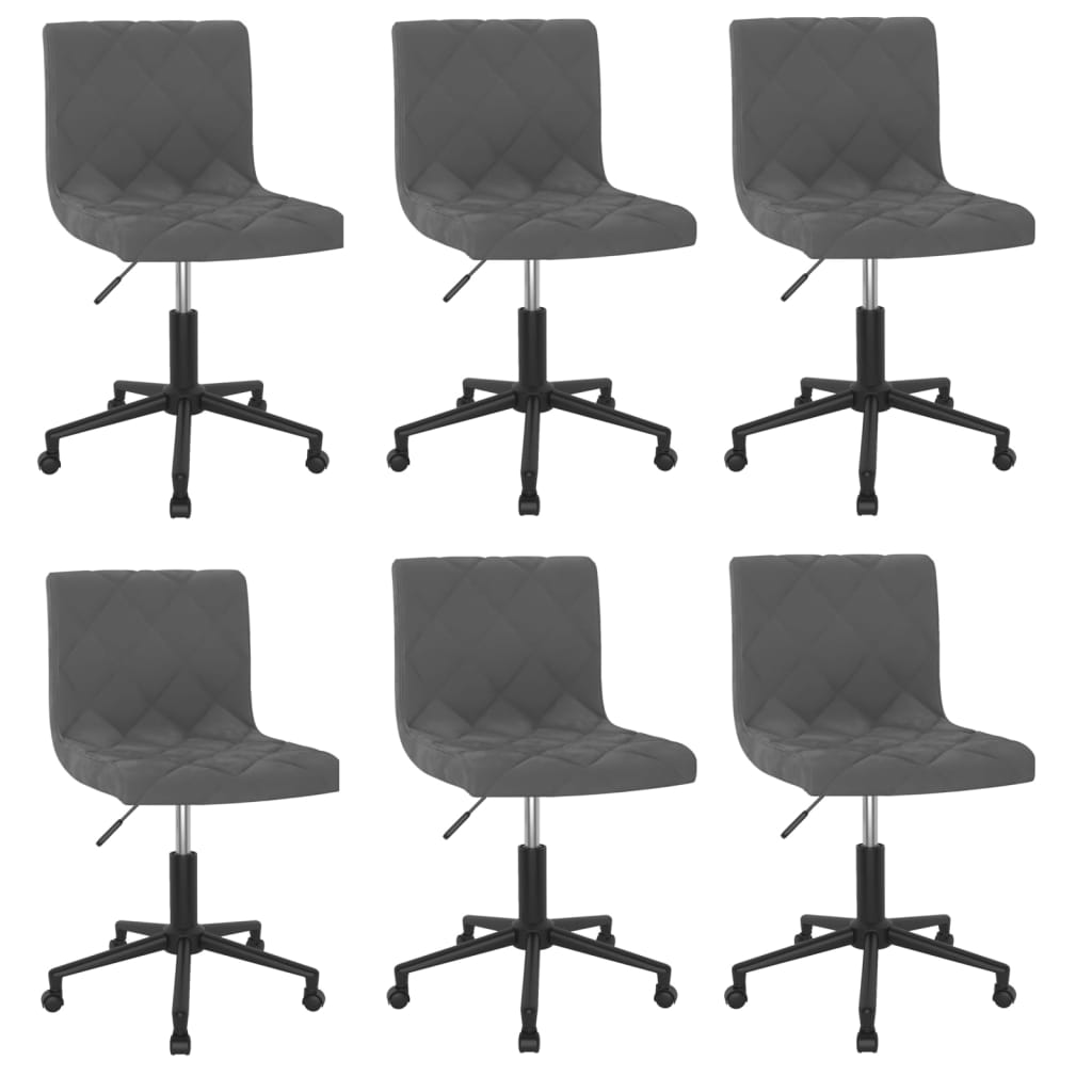 vidaXL drejelige spisebordsstole 6 stk. fløjl mørkegrå