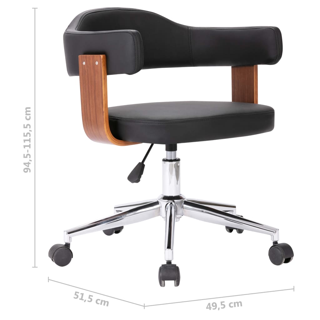 vidaXL drejelig spisebordsstol bøjet træ og kunstlæder sort