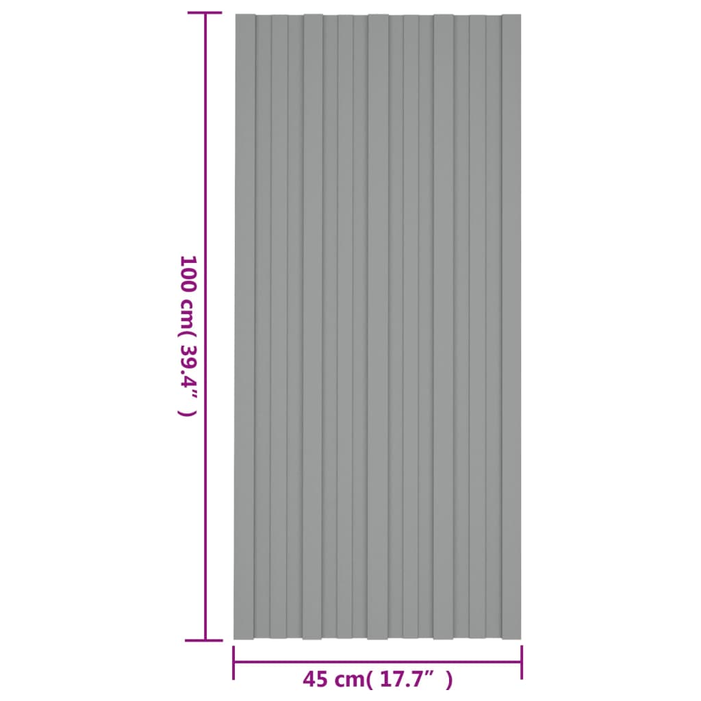 vidaXL tagplader 12 stk. 100x45 cm galvaniseret stål grå