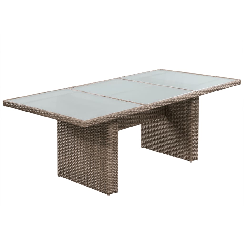 vidaXL udendørs spisebordssæt 9 dele med liggestole polyrattan brun